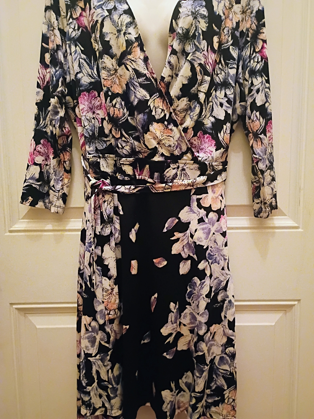 Peter Nygard Black Floral Wrap Dress